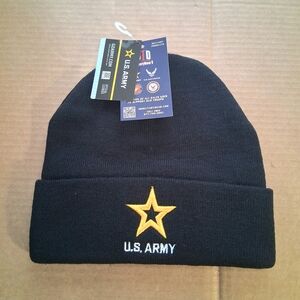 U.S. Army Black Knit Hat with Gold Embroidery
